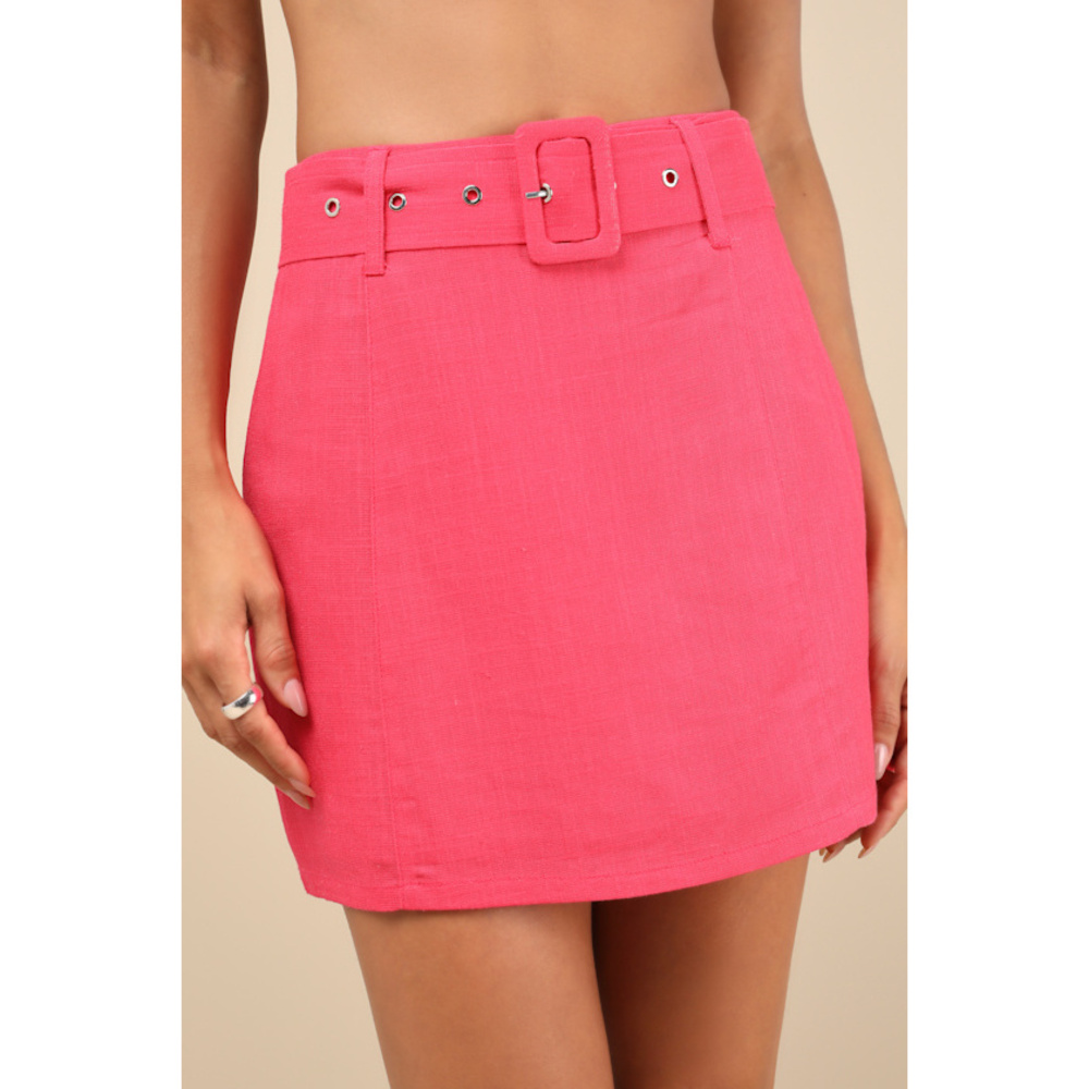Lulus Trendsetting Option Hot Pink Belted High-rise Mini Skirt - Size M